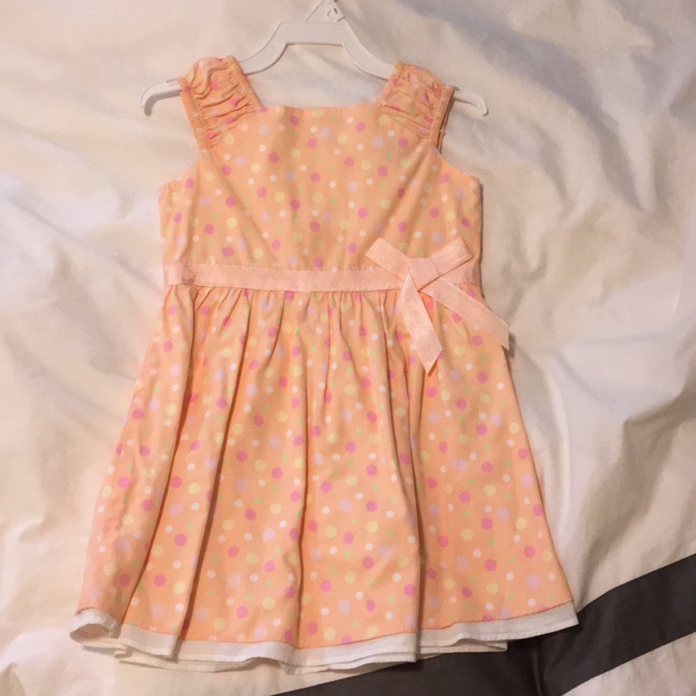 NWOT Girls peach multicolor polka dot sundress